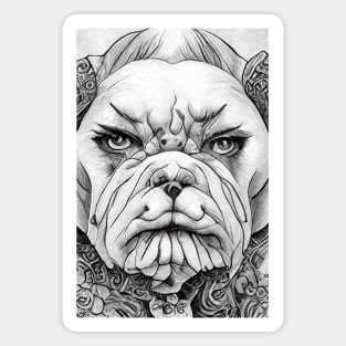 English Bulldog Pet Wild Nature Illustration Line Epic Illustration Line Art Magnet